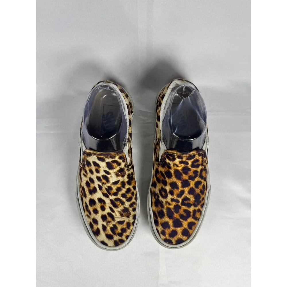 Vans Classic Slip On Unisex W7/M5.5 Sneaker Brown Leopard Athletic Skate Shoes